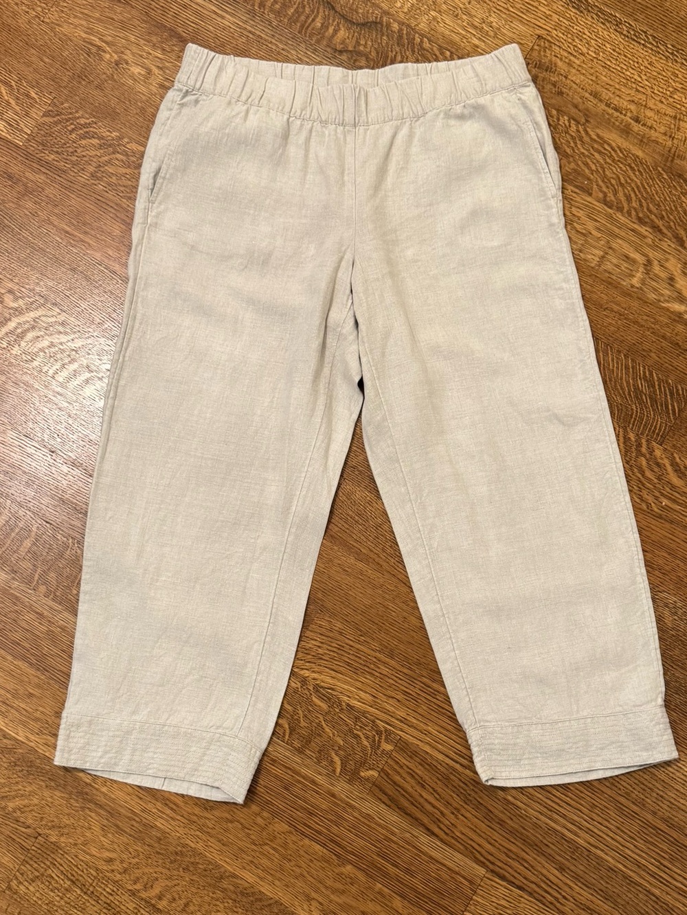 PureJill by J.Jill 100% Linen Cropped Wide Leg Pants Pockets Size Medium EUC